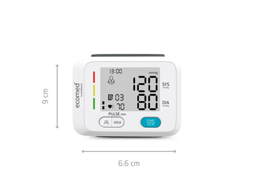 Tensiometro de muńeca medisana ecomed automatico con memoria dual y detector de arritmias