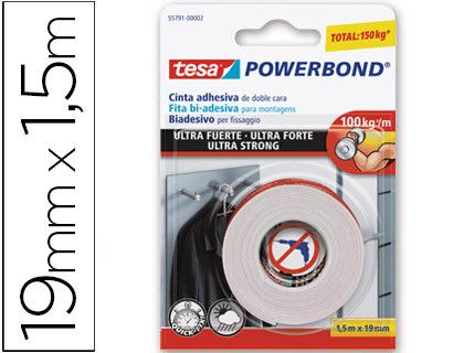 Tesa cinta doble cara powerbond ultrafuerte 1,5mx19mm