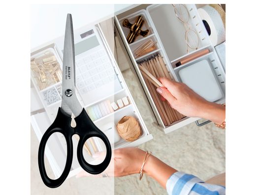 Tijera oficina leitz acero inoxidable 185 mm color negro