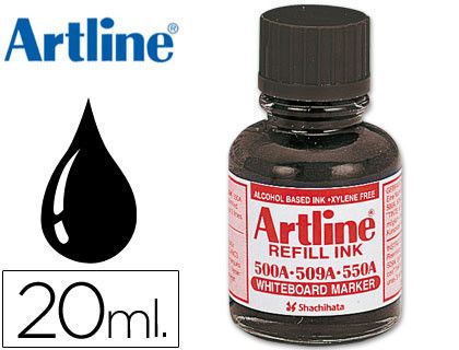Tinta Artline Negro para Rotulador Pizarra Blanca 500-A Frasco de 20 Ml