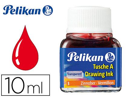 Tinta china Pelikan con dosificador rojo bermellón