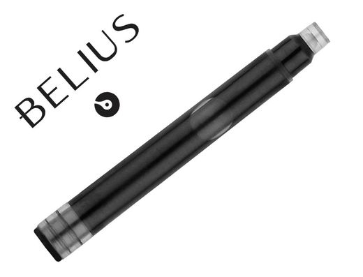 Tinta estilografica belius negro caja 6 cartuchos
