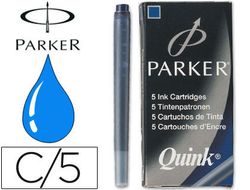 Tinta Estilografica Parker Azul Permanente -Caja de 5 Cartuchos