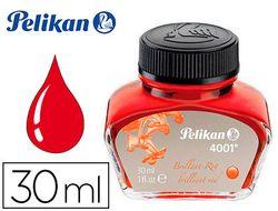 Tinta estilografica pelikan 4001 rojo brillante frasco 30 ml