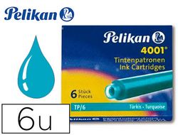 Tinta estilografica pelikan tp6 turquesa caja de 6 cartuchos