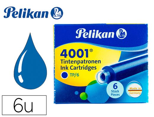 Tinta Pelikan estilográfica azul real lavable (6 unidades)