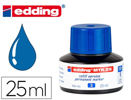 Tinta rotulador edding mtk25 con sistema capilar color azul frasco de 25 ml