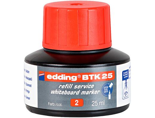 Tinta rotulador edding pizarra blanca btk-25 color rojo frasco de 25 ml