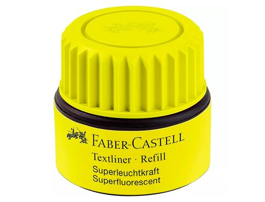Tinta rotulador faber castell textliner fluorescente 1549 con sistema capilar color amarillo frasco de 30 ml