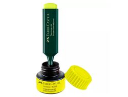 Tinta rotulador faber castell textliner fluorescente 1549 con sistema capilar color amarillo frasco de 30 ml