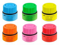 Tinta rotulador faber castell textliner fluorescente 1549 con sistema capilar color amarillo frasco de 30 ml