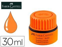 Tinta rotulador faber castell textliner fluorescente 1549 con sistema capilar color naranja frasco de 30 ml
