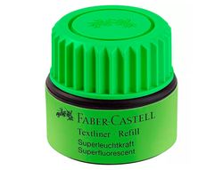 Tinta rotulador faber castell textliner fluorescente 1549 con sistema capilar color verde frasco de 30 ml