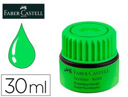 Tinta rotulador faber castell textliner fluorescente 1549 con sistema capilar color verde frasco de 30 ml