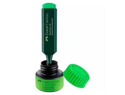 Tinta rotulador faber castell textliner fluorescente 1549 con sistema capilar color verde frasco de 30 ml