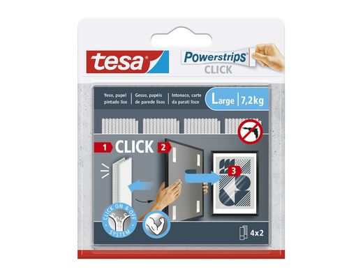 Tira adhesiva tesa powerstrips click hasta 7,2 kg 4x2
