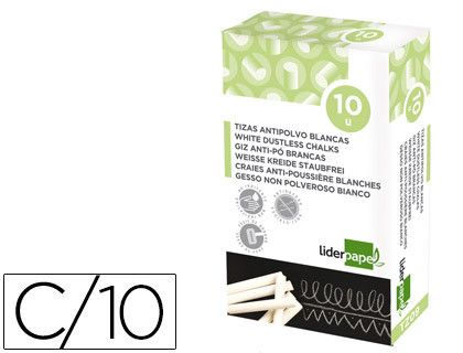 Tiza Blanca Antipolvo Liderpapel Caja de 10 Unidades