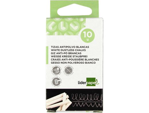 Tiza Blanca Antipolvo Liderpapel Caja de 10 Unidades