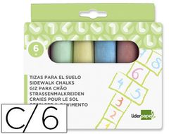 Tiza Color Liderpapel para Suelo Caja de 6 Unidades Colores Surtidos