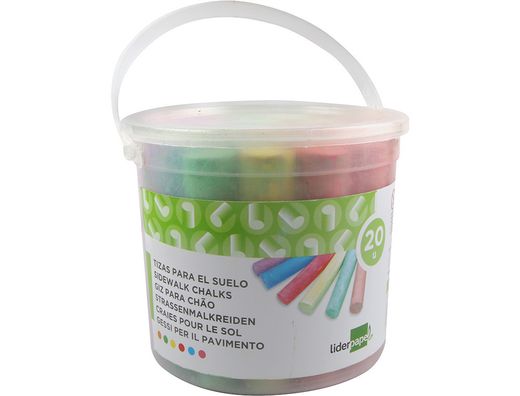 Tiza Color Liderpapel para Suelo Cubilete de 20 Unidades Colores Surtidos