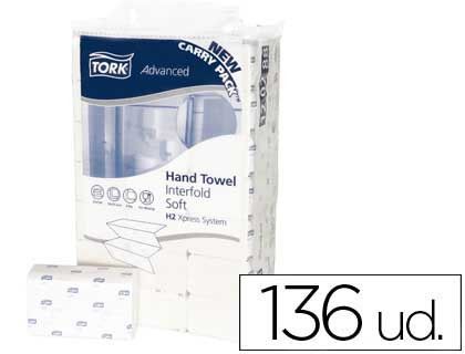 Toalla de Papel Engarzada 2 Capas 21X33 cm Paquete de 136 Unidades para Dispensador H2