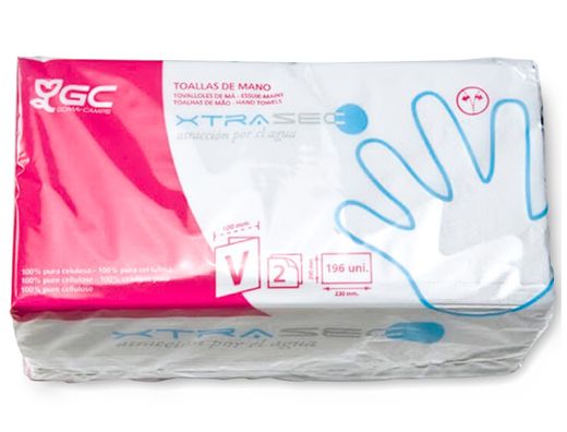 Toalla de Papel Mano Engarzada Ecologica 20X23 cm 2 Capas Paquete con 196 Unidades