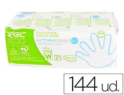 Toalla de Papel Mano Engarzada Ecologica -22,5X31 cm 2 Capas -Paquete con 144 Unidades