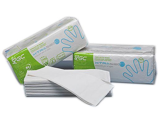 Toalla de Papel Mano Engarzada Ecologica -22,5X31 cm 2 Capas -Paquete con 144 Unidades