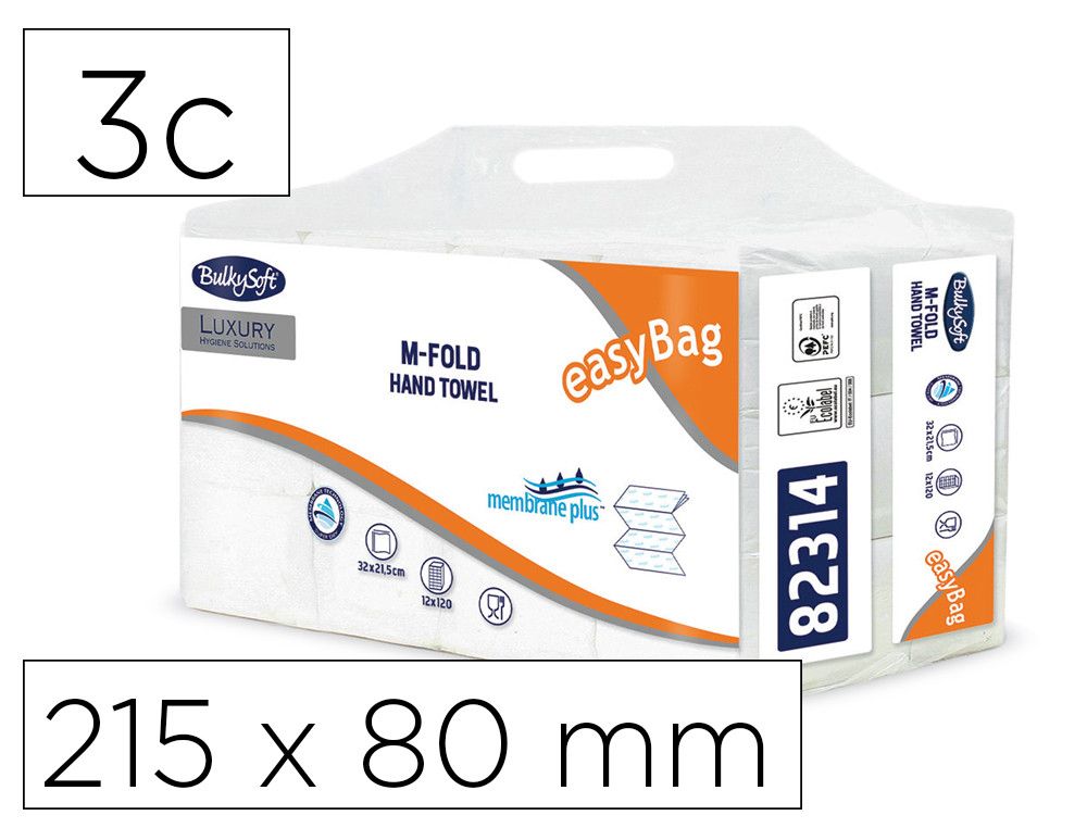 Toalla engarzada ofyhostel bulkysoft gofrada membrane plus 3 capas plegado m 215 x 80 mm