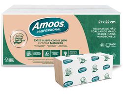 Toalla secamanos amoos professional naturally soft 2 capas pasta cruda 21x22 cm paquete de 200 unidades