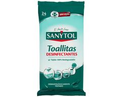 Toallita desinfectante sanytol biodegradable paquete de 30 unidades