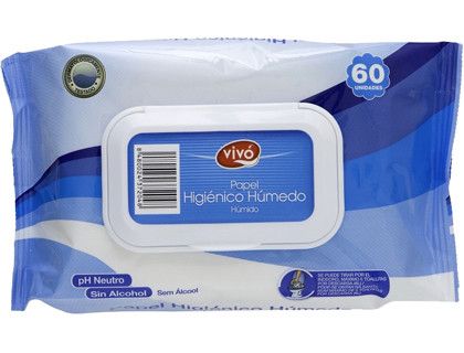Toallita humeda vivo para wc paquete con tapa de 60 unidades