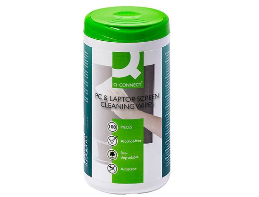 Toallitas Q-Connect Limpiadora de Pantallas y Teclados en Bote de 100 Unidades