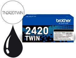 Toner brother tn2420twin para dcp-l2510/ 2530 / 2550 / hl-l2375 negro 3000 paginas pack 2 unidades