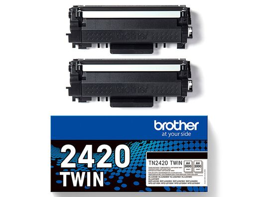 Toner brother tn2420twin para dcp-l2510/ 2530 / 2550 / hl-l2375 negro 3000 paginas pack 2 unidades