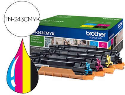 Toner brother tn243cmyk dcp-l3510cdw / hl-l3270cdw / mfc-l3710cw multipack negro amarillo magenta cian 1000