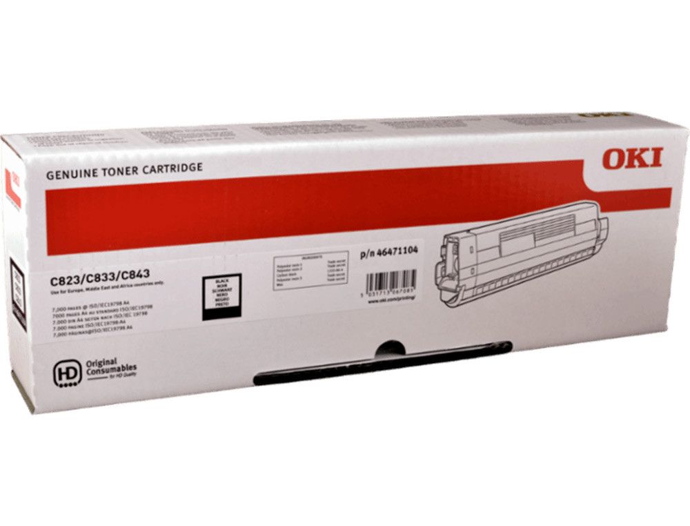 Toner oki laser 46471104 negro 7000 paginas