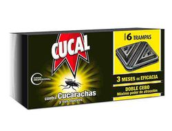 Trampa de Cucarachas Cucal Contra Cucarachas y Huevos Doble Cebo 3 Meses de Eficacia Pack de 6 Trampas