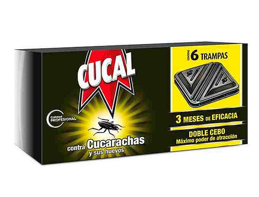 Trampa de Cucarachas Cucal Contra Cucarachas y Huevos Doble Cebo 3 Meses de Eficacia Pack de 6 Trampas