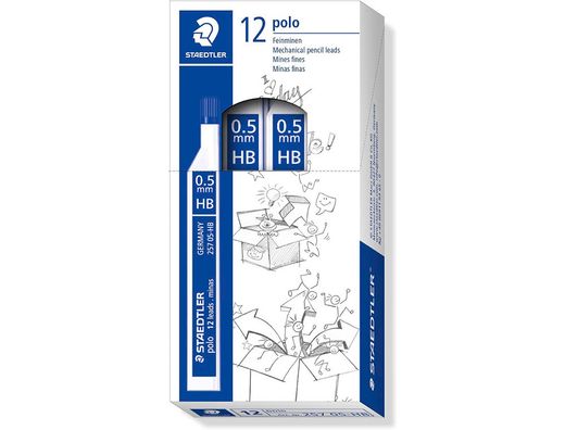 Tubo de 12 minas polo 0,5 mm negro Staedtler
