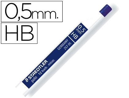Tubo de 12 minas polo 0,5 mm negro Staedtler