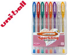 UNI-BALL Estuche 8 Rollers UM-120 Sparkling Signo 1 mm.Tinta gel purpurina. Ref 182634337