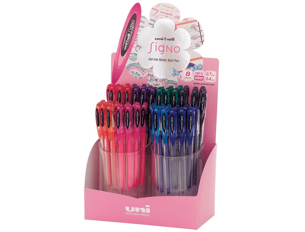 UNI-BALL Expositor 48 u.roller gel UM -120 Basic.Colores básicos surtidos.Ref. UM1204D00