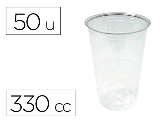 Vaso de plastico transparente 330 cc paquete de 50 unidades