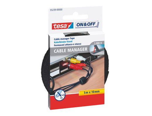 Velcro Autoadhesivo Tesa Negro 5 M X 10 mm para Agrupar Cables