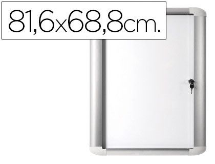 Vitrina de anuncio bi-office magnetica 816x688 mm para exterior con marco de aluminio y cerradura