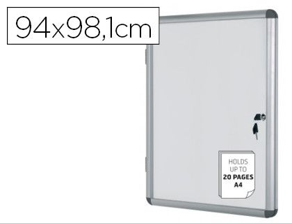 Vitrina de anuncios bi-office fondo magnetico extraplana de interior 940x981 mm