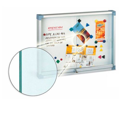 Vitrina de anuncios puertas cristal de seguridad 80x100 cm