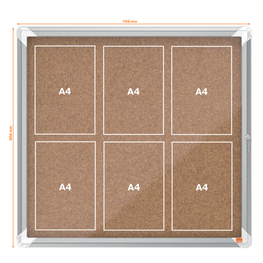Vitrina NOBO Premium Plus de fondo de corcho 6 x hojas A4