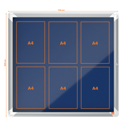 Vitrina NOBO Premium Plus de fondo de fieltro 6xA4, azul